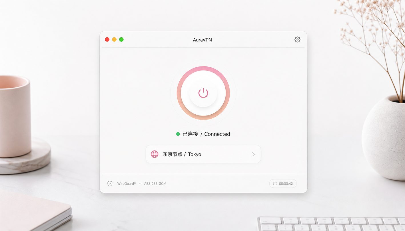 AuraVPN极简连接界面展示